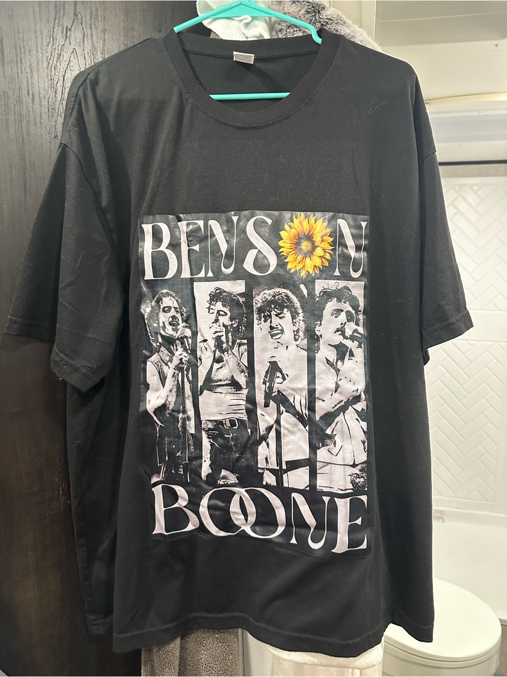 Benson Boone Black Graphic Tee with Sunflower